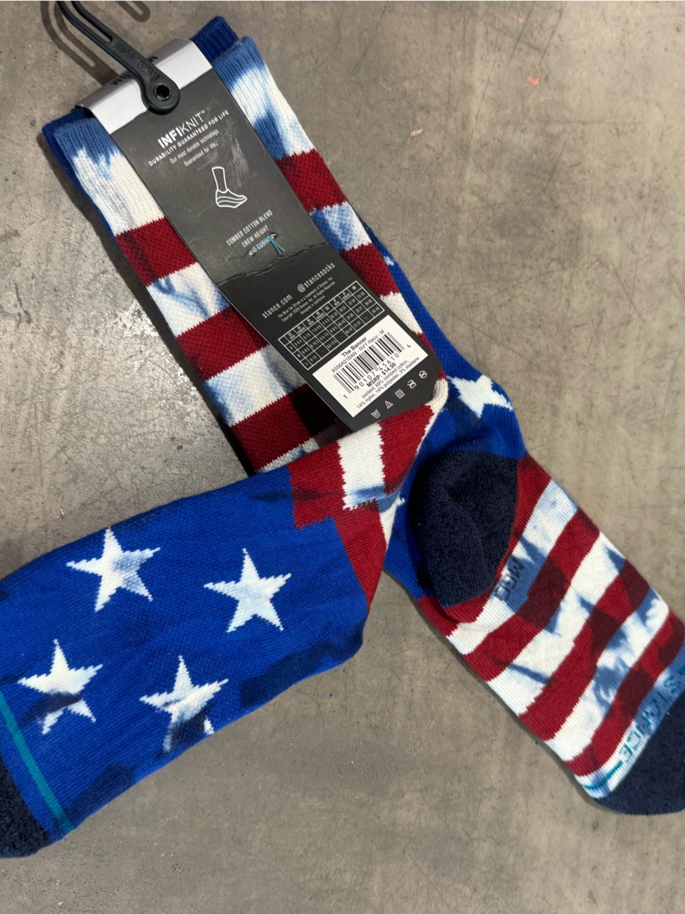 STANCE Blue e/ white starts & Red Star Stripe Men's Crew Socks comfy and cool🇺🇸